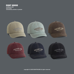 Baseball Cap Men's and Women's New Vintage Letter Embroidered Wide Brim Plain Face Covered All-match Face Shown Duckling Tongue Hat for Four Seasons
