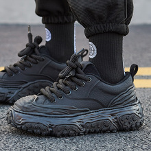 秋冬欧洲站男鞋潮牌厚底黑武士老爹鞋百搭休闲溶解板鞋男