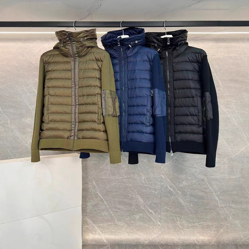 Cross-Border High-Volume Sales Model, Correct Version, Original Label, in Stock, m Brand Wool Splicing Hooded down Jacket, Duck down Coat for Men