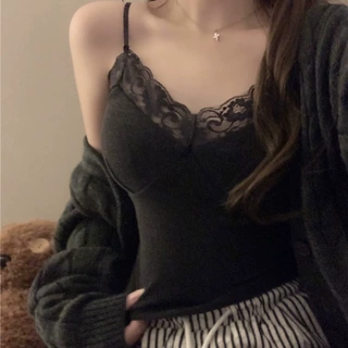 1036#纯欲蕾丝吊带背心性感辣妹显瘦免穿内衣打底内搭裹胸美背
