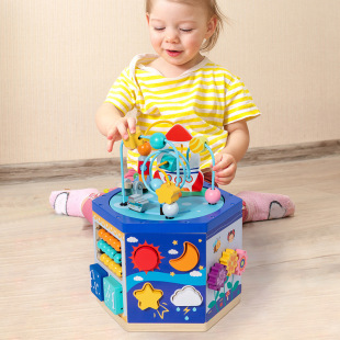 Children's Wooden Treasure Box Multifunctional Teaching Aware Large Beads Beads Game Kindergarten Early Education Intelligence Box Toy