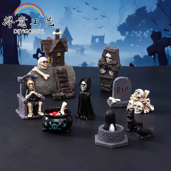 Halloween creative decorations horror Ghost wizard ghost king skull tombstone ornaments Easter decoration accessories