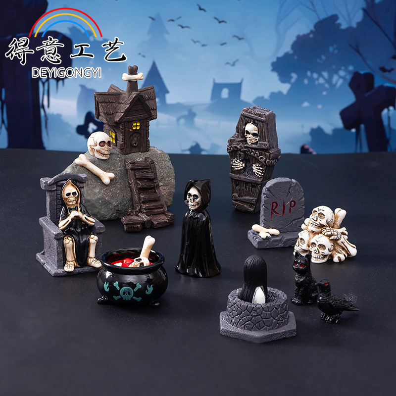 Halloween creative decorations horror Ghost wizard ghost king skull tombstone ornaments Easter decoration accessories Halloween creative decorations horror Ghost wizard ghost king skull tombstone ornaments Easter decoration accessories