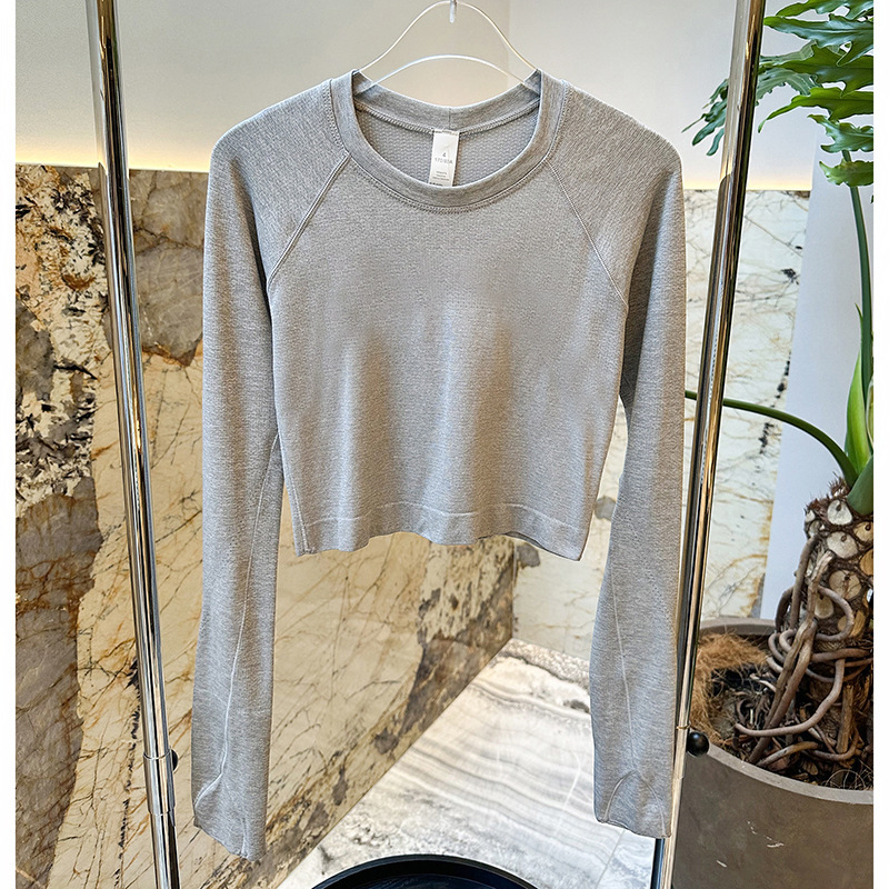 特別価格 ヨガウェア 速乾性 ピラティス ランニング フィットネスウェア カジュアルTシャツ レディース シームレス スポーツ 長袖 ショート丈|undefined