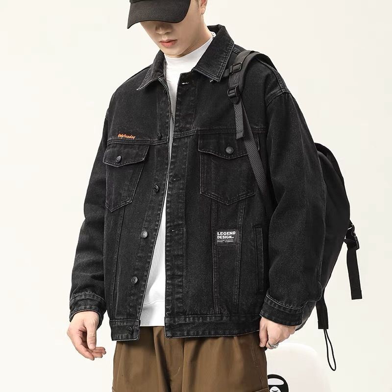 하이 엔드 데님 재킷 남자의 봄과 가을 남자의 느슨한 재킷 남자의 패셔너블 옷깃 캐주얼 뉴 스타일 핸즈몰 작업복 탑