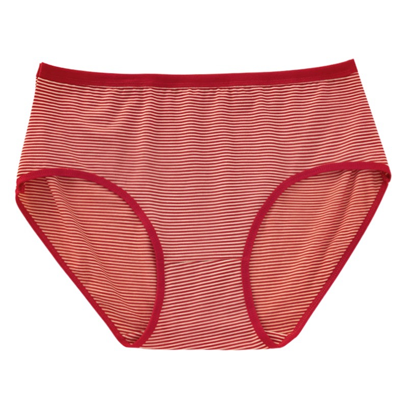 Foreign Trade Cotton Women's Underwear Middle-aged and Elderly Mothers Striped Large Size Underwear Women's Mid-waist Briefs