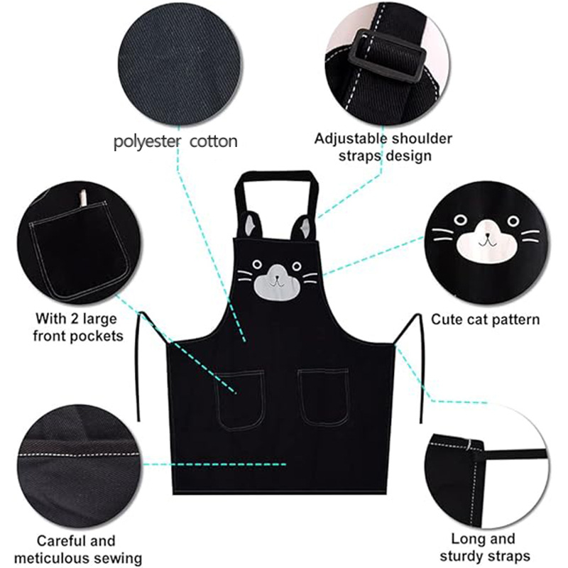 Transfronterizos Amazon delantal de poliéster ropa de trabajo logotipo personalizado animal patrón creativo pareja delantal cocina doméstica