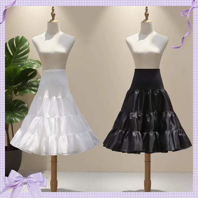 lolita无骨日常可调节裙撑洛丽塔中长款软纱百搭内搭半身长裙衬裙