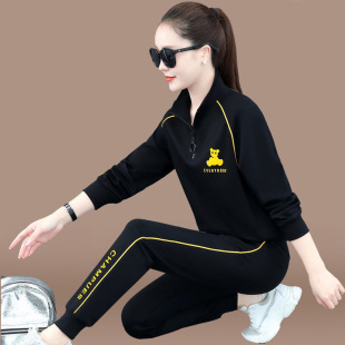 Leisure sports suit women's 2023 Spring and Autumn New loose plus size long sleeve running clothes slim slimming two-piece suit