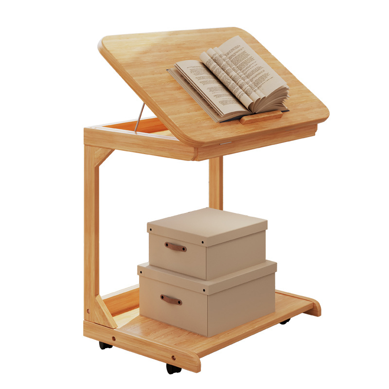 Mesa de té con cubierta plegable móvil, mini sofá, estantería de almacenamiento, mesa de cama del dormitorio con ruedas, mesa pequeña