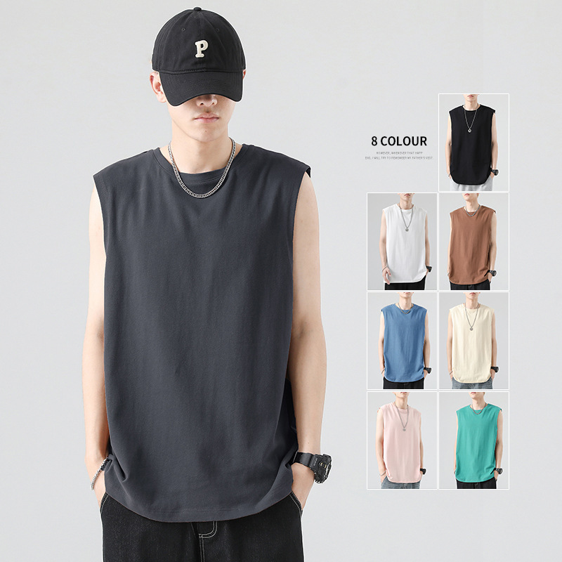 Sports Vest Men's Sleeveless Cotton T-shirt Loose Fashionable plus size Top Summer New Waistcoat Cross-border Basketball Sports Vest Men's Sleeveless Cotton T-shirt Loose Fashionable plus size Top Summer New Waistcoat Cross-border Basketball