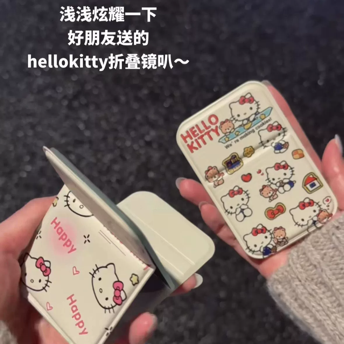 HappуHello Kitty Девочки ученицы общежитие офис переносное маленькое зеркало на столе stacking планшетное зеркало косметическое зеркало