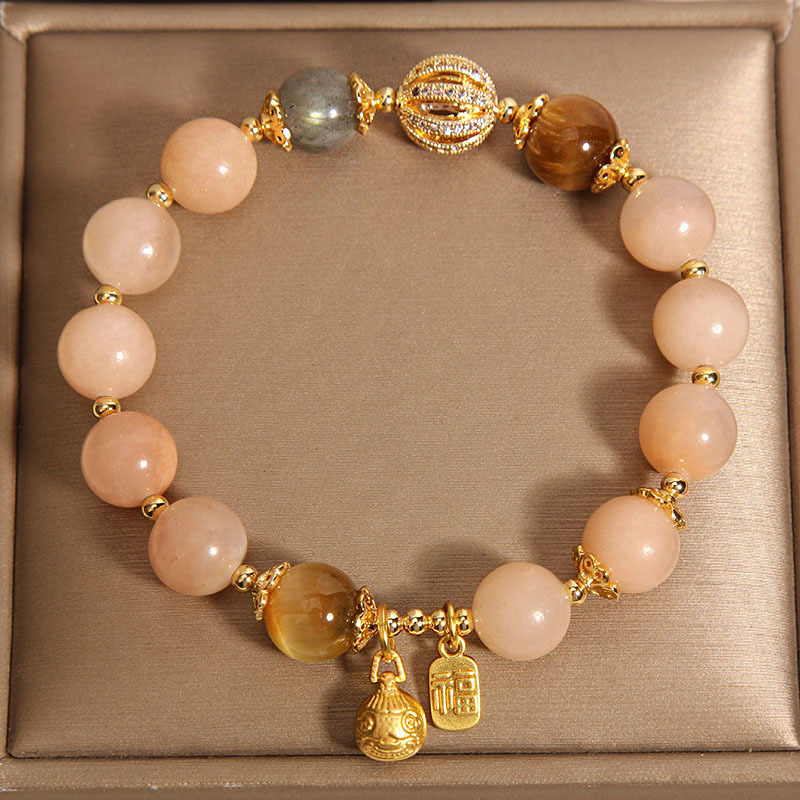 10mm red aventurine [linglong ball + gold swallowing beast]