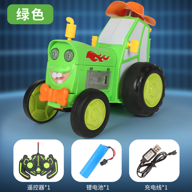 Transfronterizo nuevo baile exótico truco de tren de control remoto coche luz música swing Flip carga coche de juguete para niños