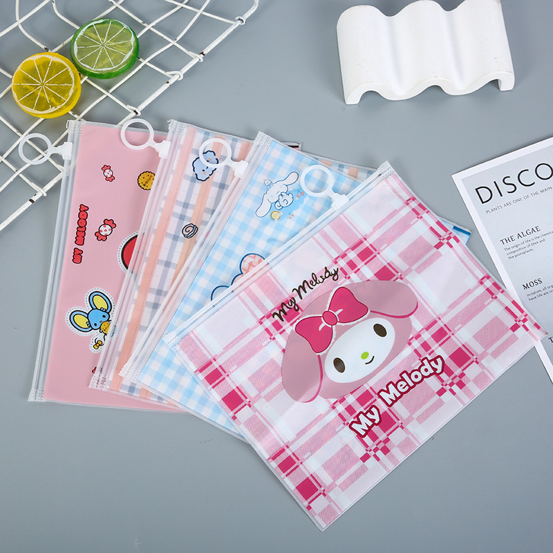 Gran oreja perro auto-Sellado bolsa de almacenamiento multifuncional anillo de tiro de dibujos animados papelería regalo esmerilado bolsa de archivo cremallera esmerilado caja de lápiz