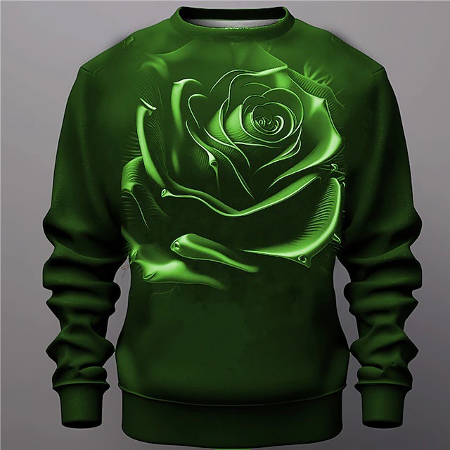 Moda retro heavy metal rosa impresión 3D hombres y mujeres con el mismo estilo suelto de manga larga suéter de cuello redondo