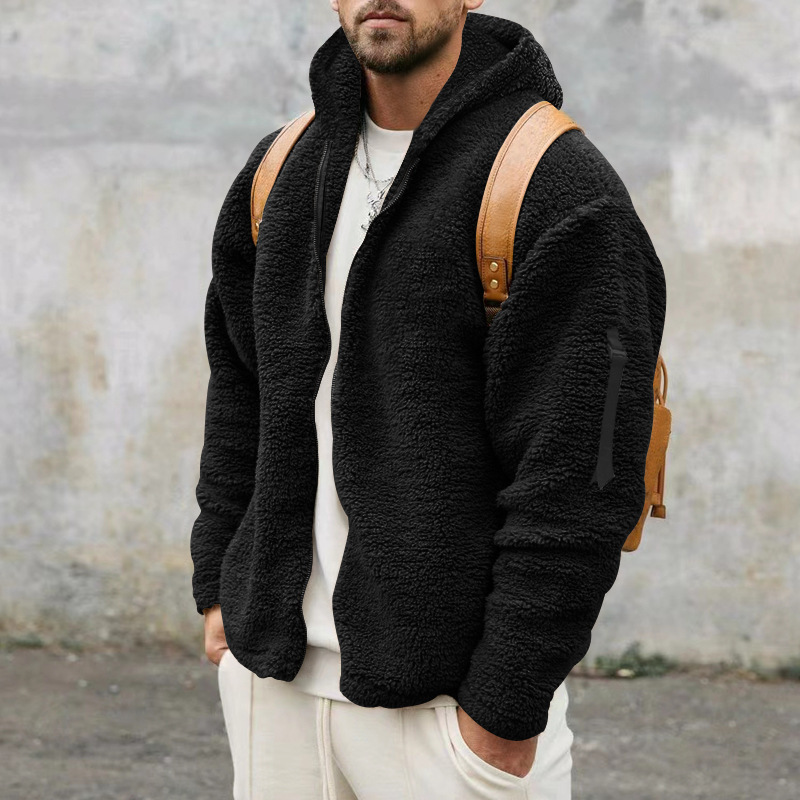 Men's Hooded Jacket Double Sided Arctic Velvet Warm Autumn Winter_voghion.com
