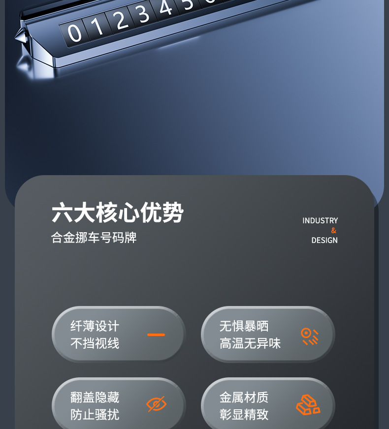 Multifunctional Three-In-One Metal Parking Sign, Alloy Aromatherapy Window Breaker, Temporary Parking Number Plate
