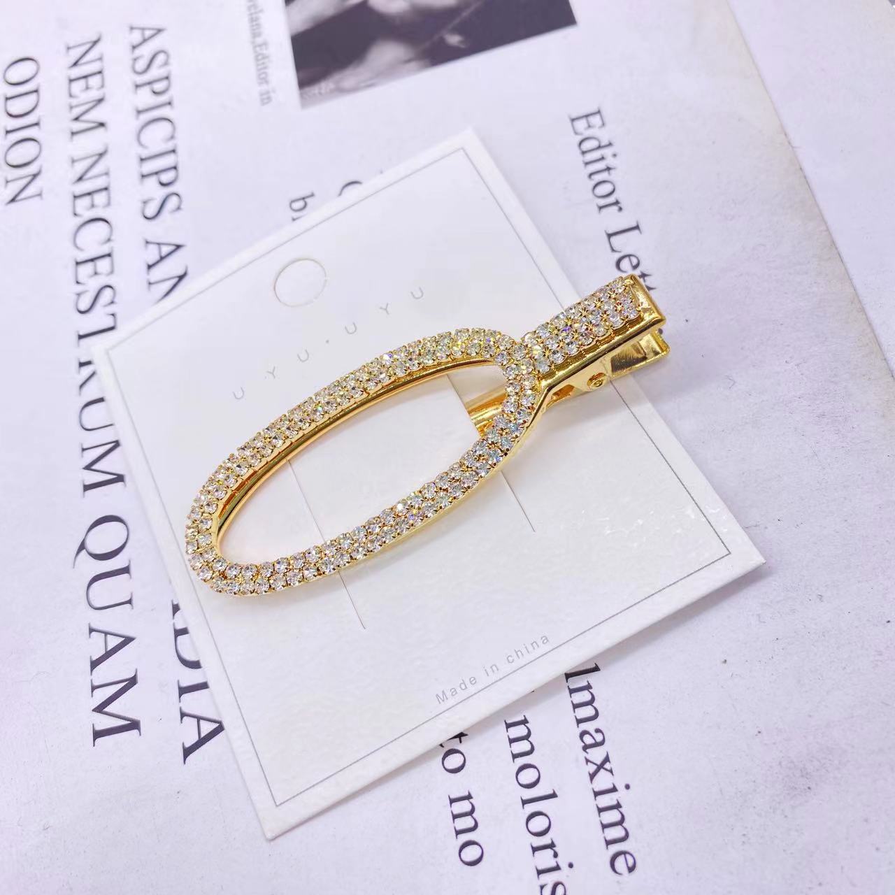 Women's Casual Simple Style Solid Color Metal Plating Inlay Rhinestones Hair Clip display picture 5