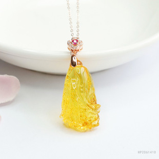 As soon as Yu S925 silver inlaid with natural gold pepper pendant Amber cabbage jewelry factory wholesale on behalf of HP2061410