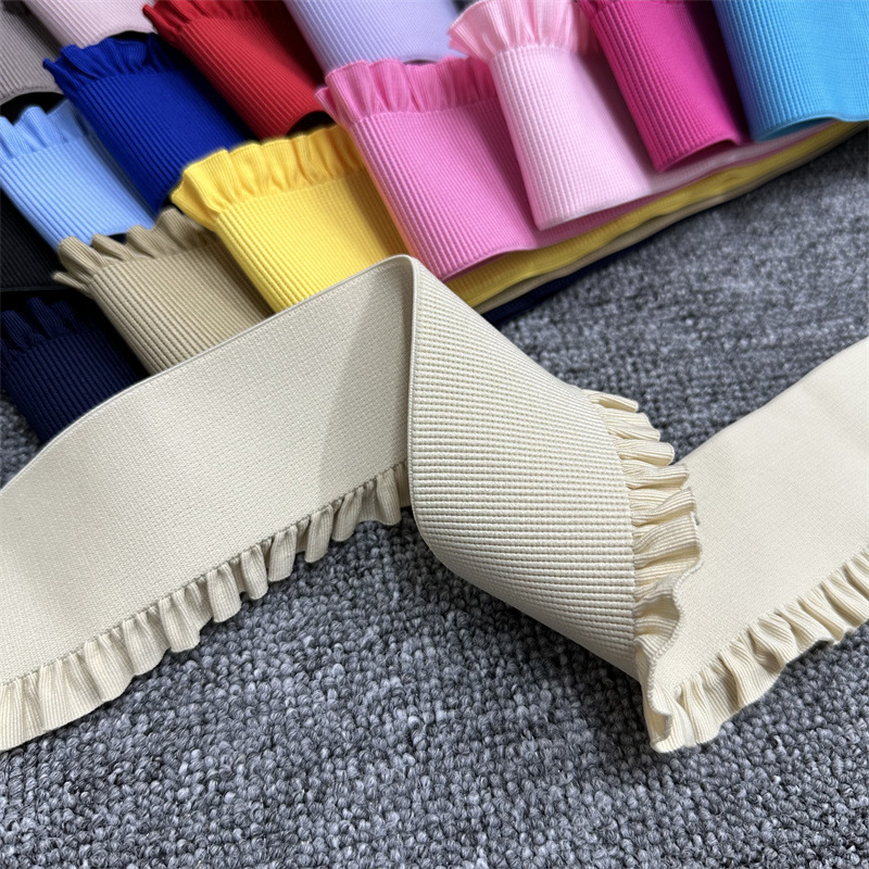 6cm木耳边荷叶纹褶皱松紧带 束腰弹力橡筋织带