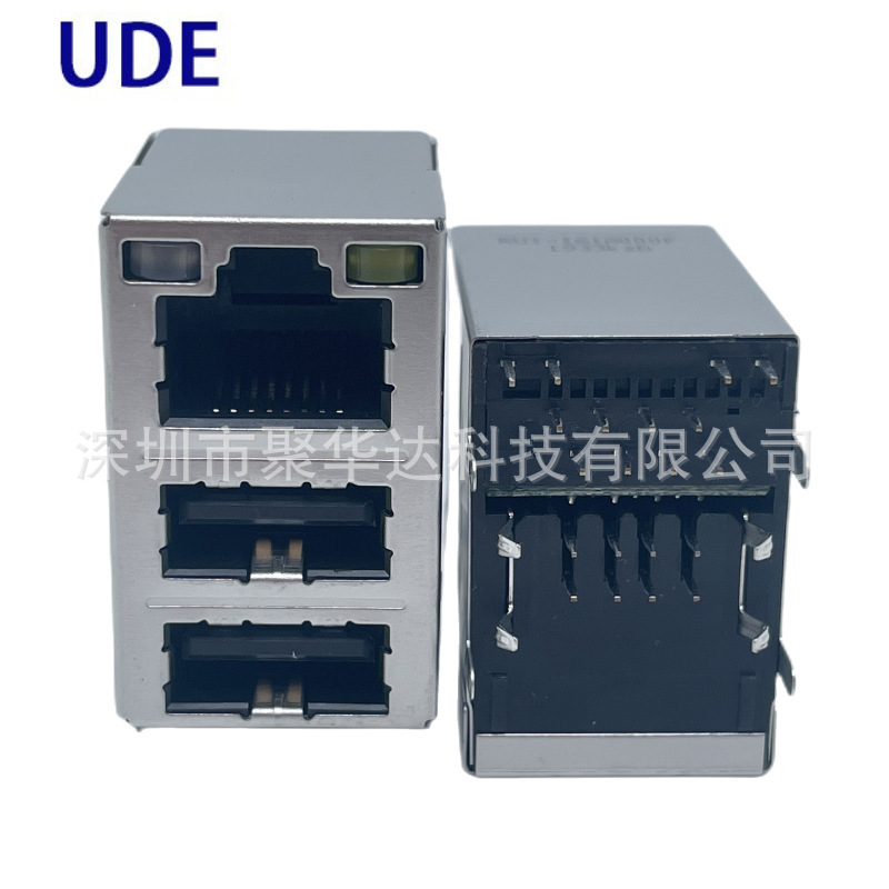 UDE RU1-161A000F 100m RJ45 Ethernet Port + Double LAyer USB2.0 FemAle BAse with DuAl LED Light UDE RU1-161A000F 100m RJ45 Ethernet Port + Double LAyer USB2.0 FemAle BAse with DuAl LED Light