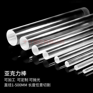 Transparent Acrylic Rod Solid Light Guide Round Rod Plexiglass Crystal Cylindrical Long Tube