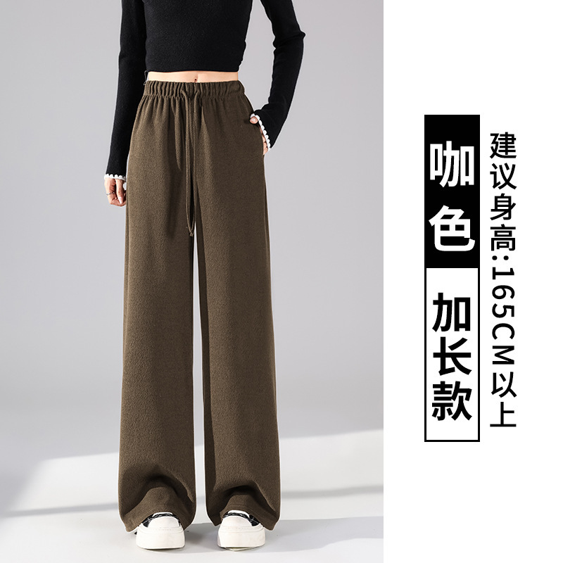 实拍复古运动裤女秋季2025新款低腰抽绳宽松直筒垂感休闲阔腿裤子|undefined