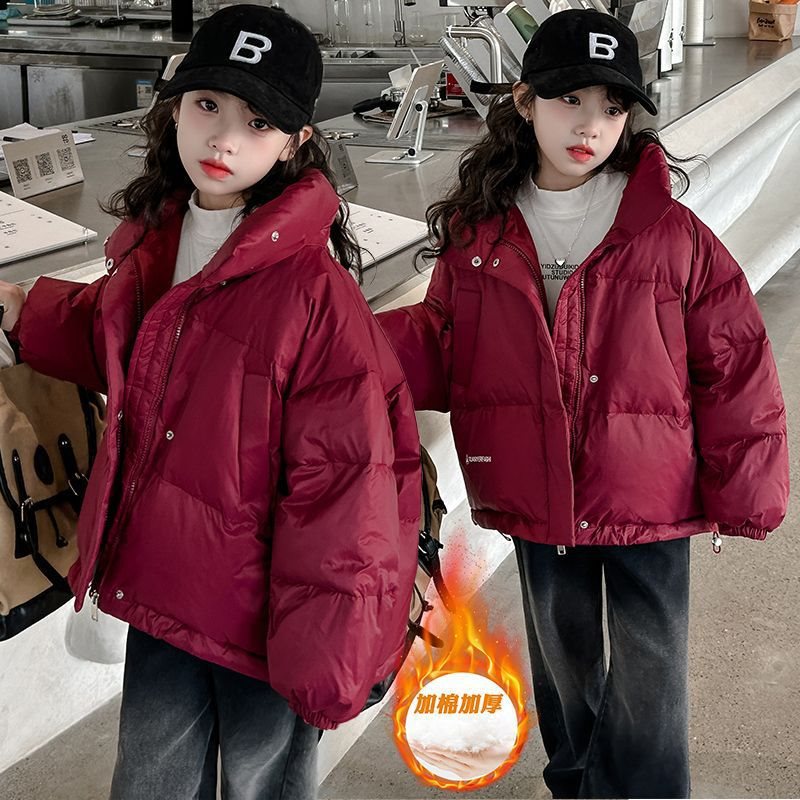 女童立领棉服加厚2023冬季新款儿童羽绒棉外套保暖韩版女孩面包服