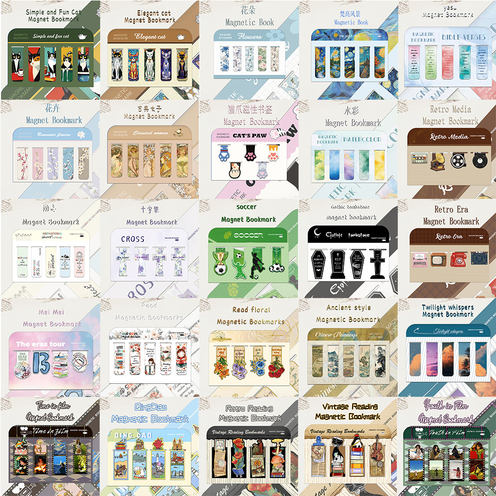 Cien tipos de dibujos animados marcadores magnéticos diferentes estilo de decoración de páginas de libros libros de literatura y arte marcadores de etiqueta de estudiantes