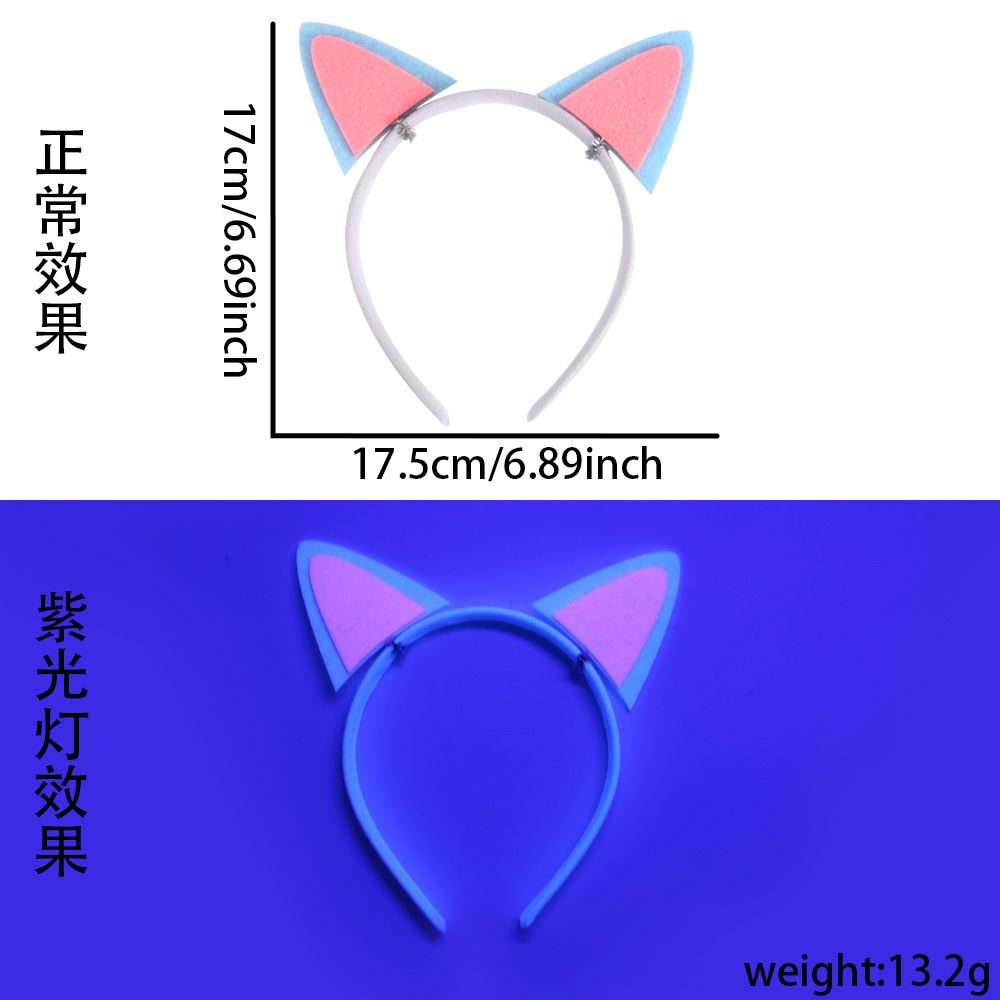 Fiesta fluorescente de cabello bandas de macarón de color tocado de neón brillante decoración temática de orejas de gato pentagramas bandas de cabeza