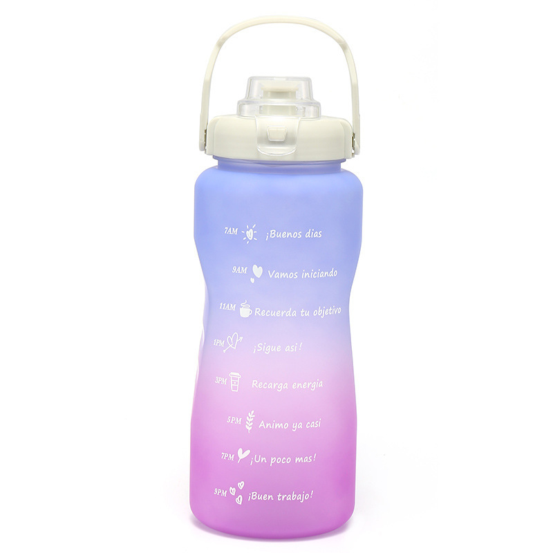 Personalizado esmerilado gradiente deportes gran capacidad botella de agua espacio Copa Amazon regalo al aire libre paja taza de agua conjunto