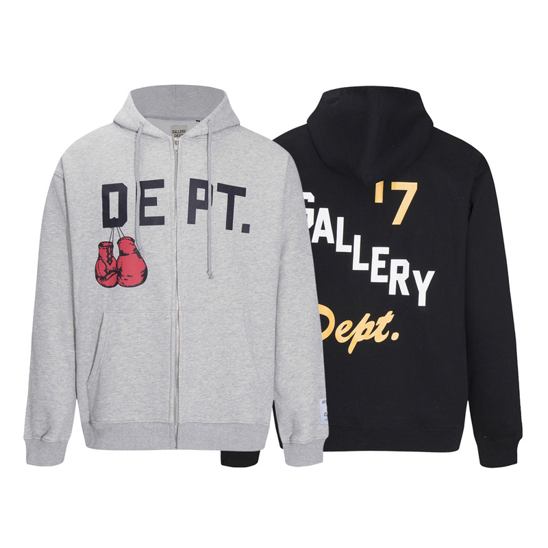 2024 autumn and winter new GALLER boxing gloves pattern printing zipper hooded sweater for men and women with a batch