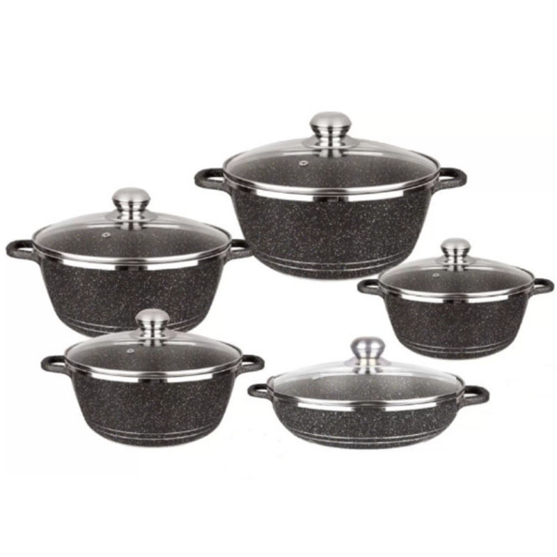 Dessini set de 10 piezas de mármol aluminio cocina de arroz fundido a presión piedra antiadherente cocina de cocina set de ollas regalo