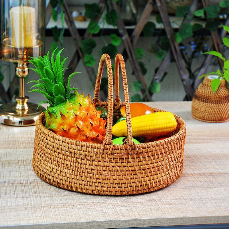 Cestas de picnic al aire libre vietnamitas de caña de mano tejidas a mano cestas de frutas y verduras de almacenamiento de té cestas de almacenamiento de artículos diversos