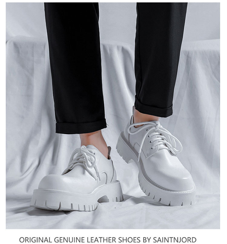 Chaussures Derby décontractées à semelles épaisses de printemps en cuir pour hommes Bottes Martin noires basses formelles de mariage pour hommes_voghion.com