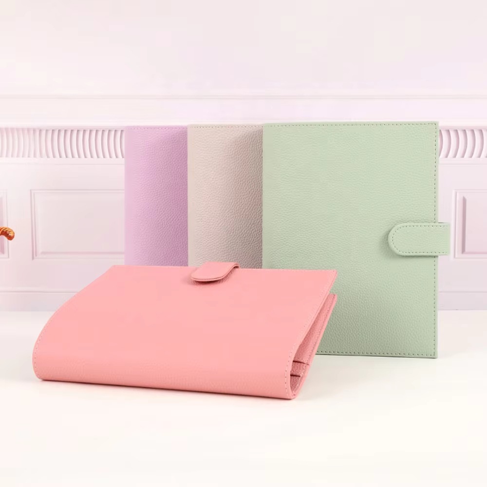 洪博书9色A5卵石皮革活页夹35毫米6环预算组织者规划器，带飞叶防