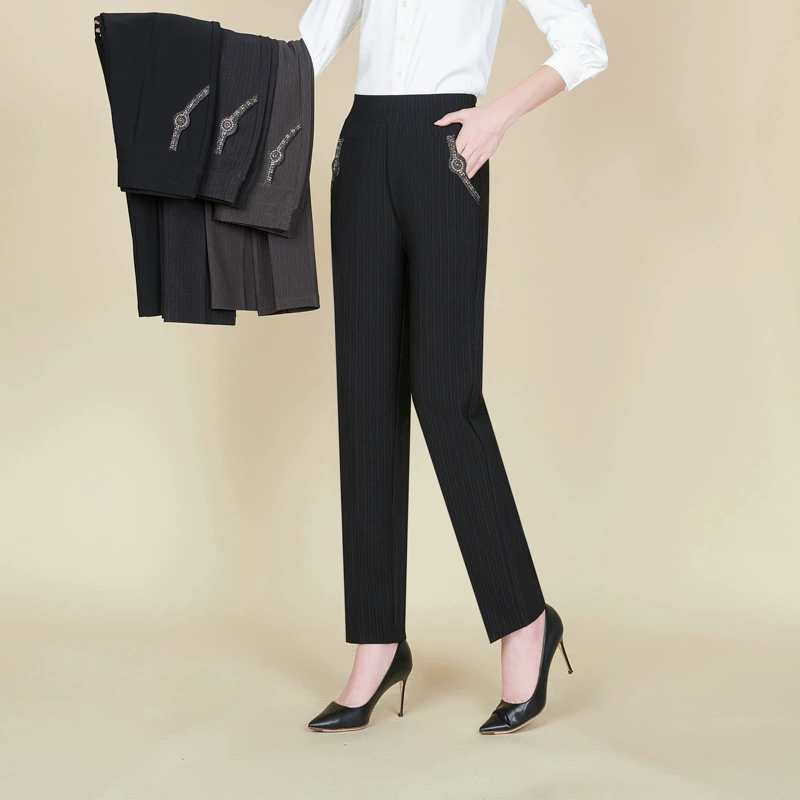 Мама брюки весенне-осенние эластические брюки среднего и пожилого возраста с высокой талией