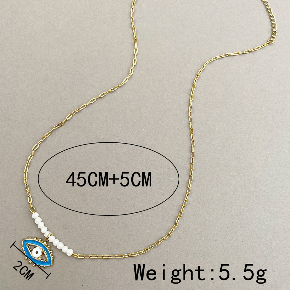 Fashion Devilu0027S Eye Stainless Steel Titanium Steel Beaded Enamel Plating Pendant Necklace 1 Piec