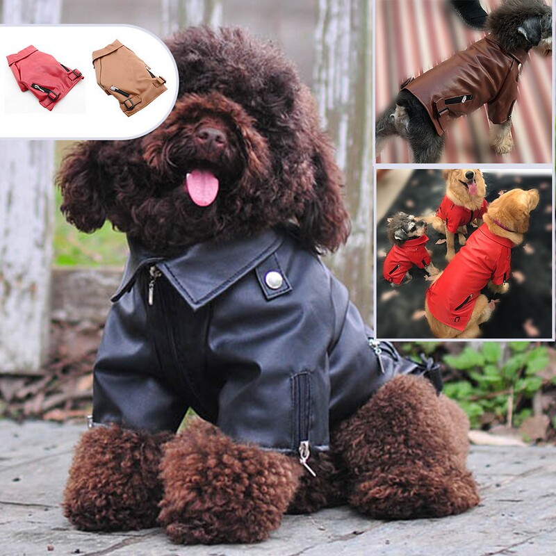 Pet Source Factory Big Dog Clothes Autumn and Winter Leather Jacket Puppy Leather Jacket Leather Jacket