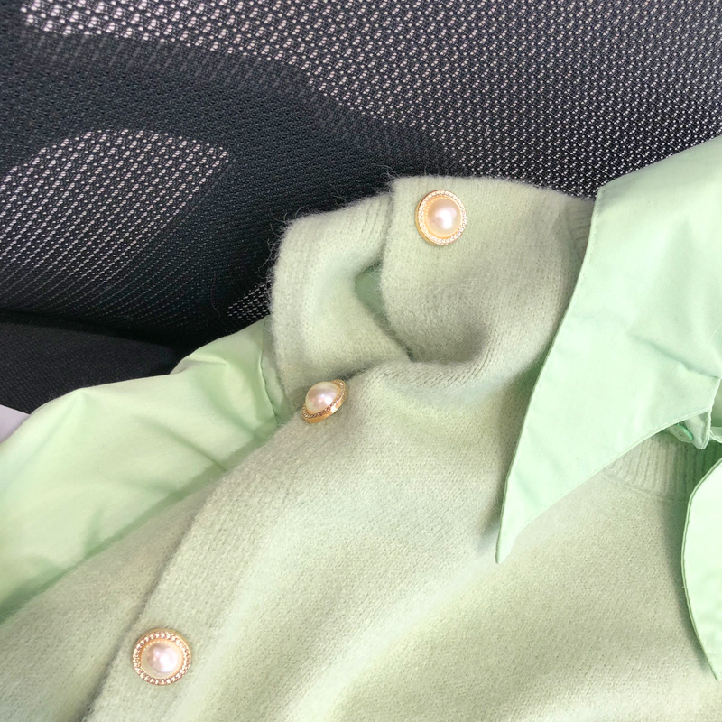 Women's Candy Colored Knitted Two Piece Set Sleeveless Vest And Shirt Polo Collar New Autumn Stylish Casual Clothing_ecoleips.com