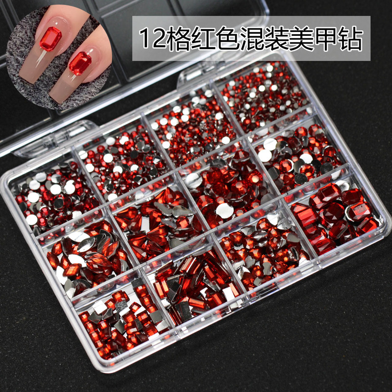 12 Large Red Mixed-Shaped Nail Art Diamond Jewelry Acrylic Diamond Flats Bottom Nail Wear Nail Accessories Decoration 12 Large Red Mixed-Shaped Nail Art Diamond Jewelry Acrylic Diamond Flats Bottom Nail Wear Nail Accessories Decoration