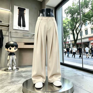 立体褶皱宽松阔腿西裤男秋季设计感廓形免烫休闲直筒长裤垂顺裤子