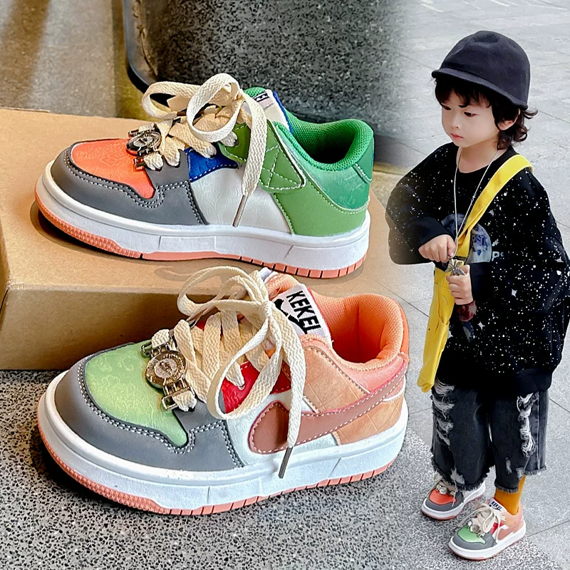 Children's trend fashionable universal sneakers for men and women, Korean style, 2024 years, autumn