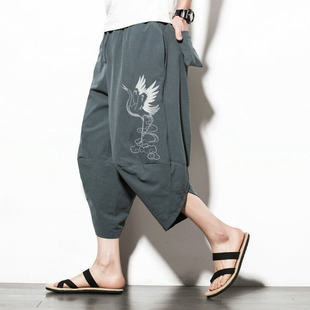 2025 new Chinese style loose radish pants Harlan pants wide leg pants loose version of casual pants a generation of hair