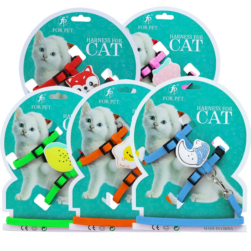 Pet cat traction rope cat leads the rope anchor chain cartoon pattern to prevent break free of adjustable cat ropes walking cat ropes