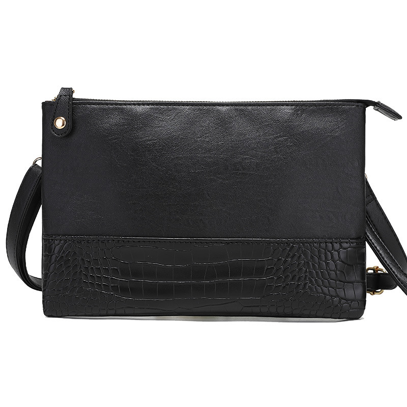 New Korean-style Clutch Bag Men's Crocodile Pattern Clutch Bag Men's Shoulder Crossbody Bag Trendy Men's File Clip Bag Wholesale