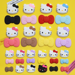 Big small size Katie KT Cat Bow DIY Soft Rubber Accessories Three-dimensional Sticker Slippers Mobile Phone Shell Water Cup Decorative Sticker