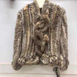 网红款真兔毛编织外套女皮草双面花边加密纯手工小香风年轻时尚