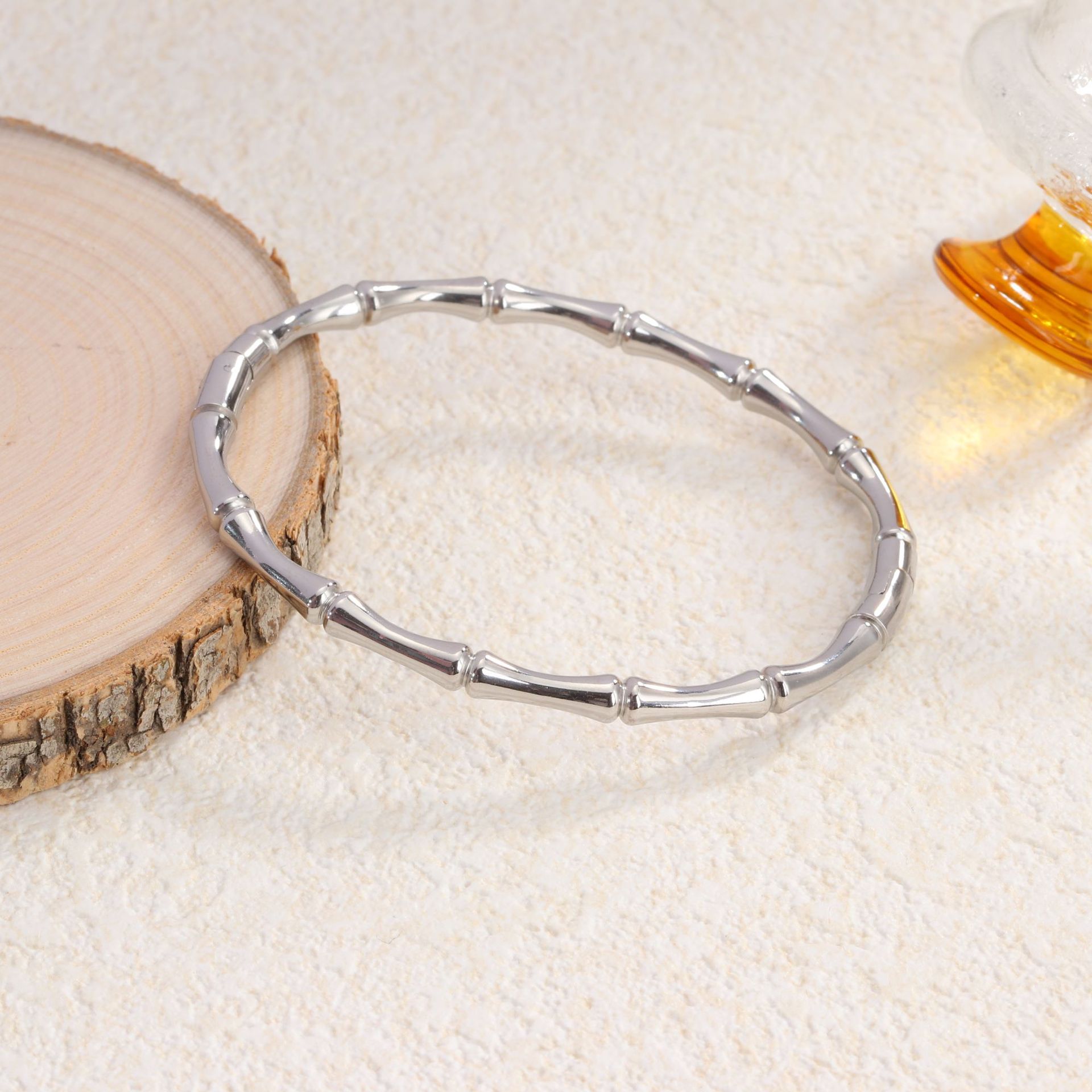 87 대나무 팔찌 스틸 컬러